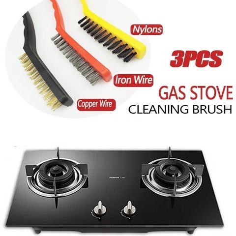 3 cái / gói Bàn chải bếp gas Bàn chải làm sạch Dây điện Bàn chải bằng sợi Chảo Rửa nhà bếp Dụng cụ chà sàn bằng kim loại Sợi kim loại Khử nhiễm mạnh Bàn chải rỉ sét Đa chức năng Bàn chải nhà bếp để loại bỏ khoảng trống