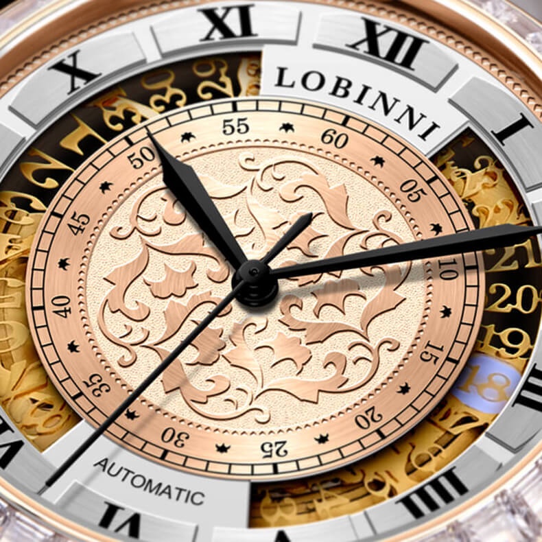 Đồng Hồ Nam LOBINNI No.1830-3 Chính Hãng BH 24T Chịu Nước 50m Kính Chống Xước Dây Da Cao Cấp (Máy Cơ Tự Động)