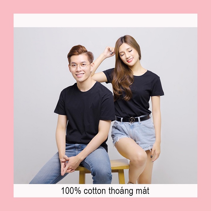 Áo Thun 100% Cotton Màu Đen THOITRANG 24H Vải Mền Mát Thấm Hút Co Dãn Cầm Lên Tay Ưng Ngay Áo Dùng Chung Nam Nữ