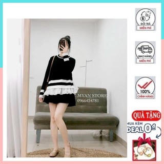 Áo babydoll phối bèo siêu xinh,áo kiểu nữ dễ thương freesize KimDesign QATE A005