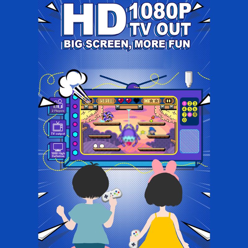 Máy Chơi Game Cầm Tay Không Dây Luckyx 2 Player 1080p Tv 638 8 Bit Và Phụ Kiện