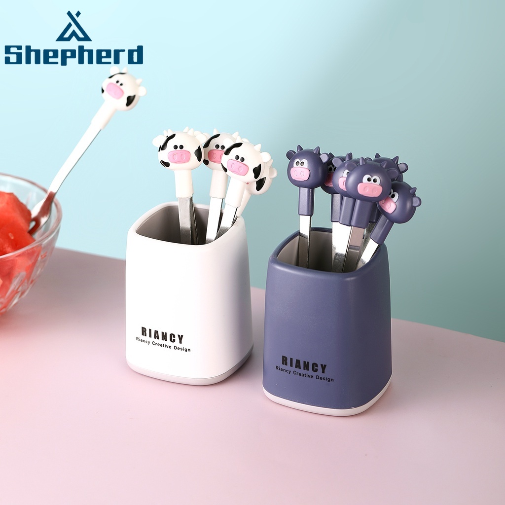 Set 6 nĩa Shepherd thép không gỉ cấp thực phẩm sáng tạo dùng ăn trái cây cho nhà bếp