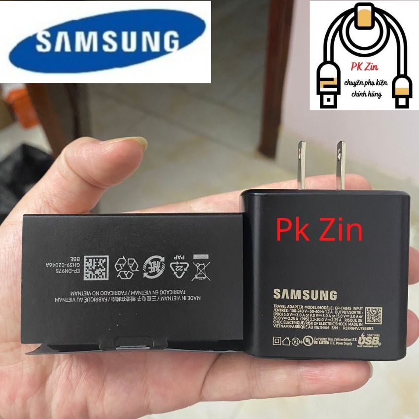 Bộ sạc nhanh Samsung 45W cho S10 Plus|S20 Plus Galaxy Tab S7|Plus|Lite chính hãng Samsung