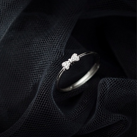 Nhẫn bạc nhẫn nữ bạc s9325 mặt nơ đính đá Cá jewelry NB148