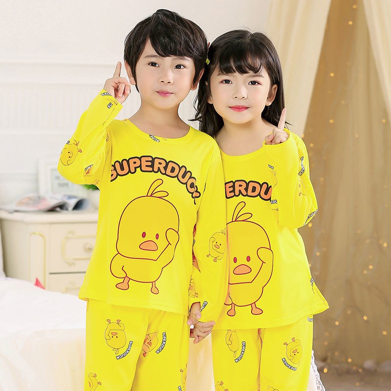 Đồ ngủ cho bé gái mùa xuânBộ đồ ngủ dài tay trẻ em xuân thu nữ dễ thương hoạt hình lớn bé trai mặc nhà cho mùa hè