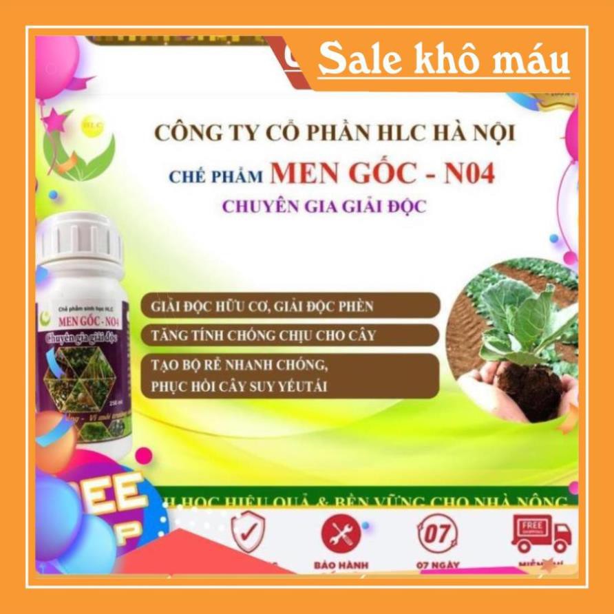 MEN GỐC NO4 250ML - CHUYÊN GIA GIẢI ĐỘC CHO CÂY TRỒNG BỊ NGỘ ĐỘC PHÂN BÓN, NGỘ ĐỘC THUỐC BVTV,...