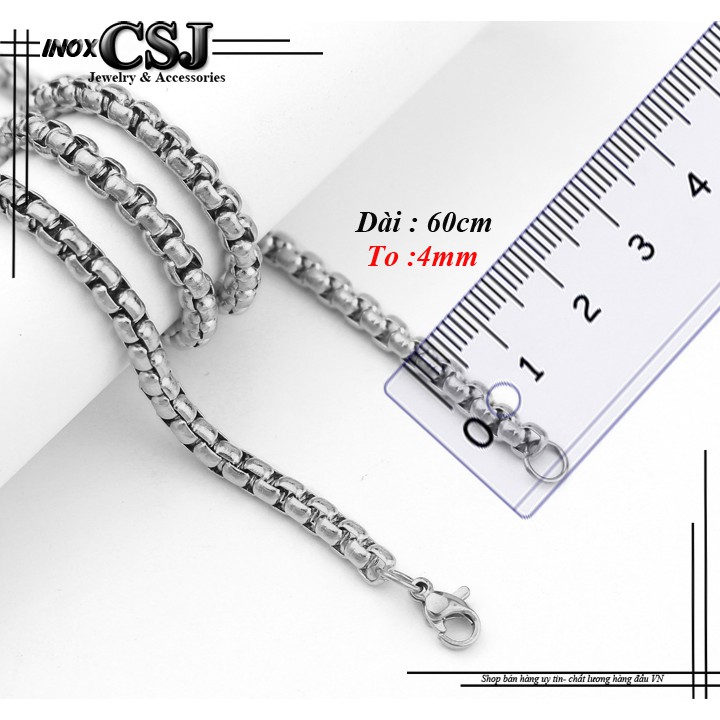 Dây chuyền inox nam kiểu bông dừa khít 4mm đẹp, không đen, không gỉ, chuẩn thời trang