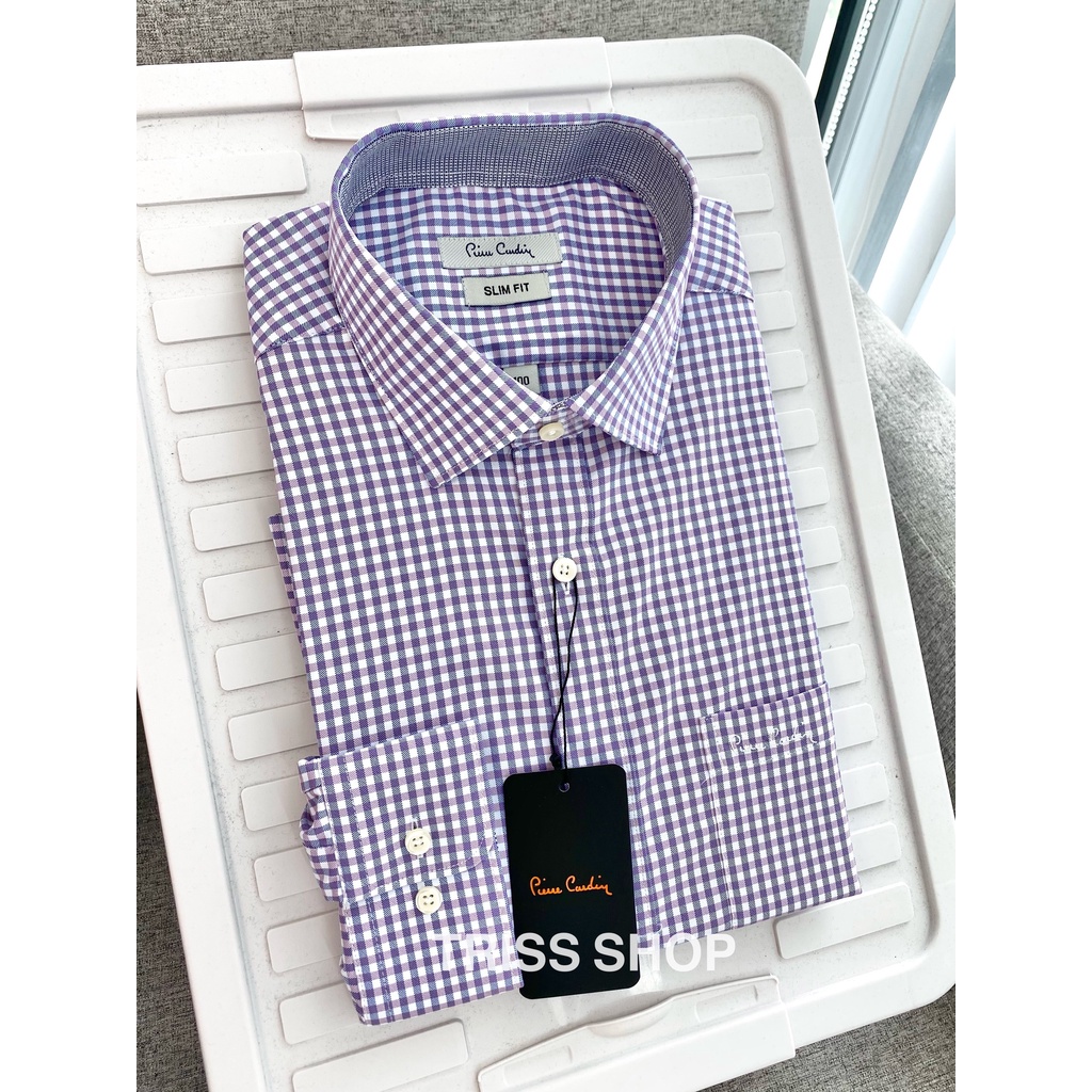 Áo sơ mi nam dài tay Pierre Cardin 10 vải cotton chống nhăn form slimfit