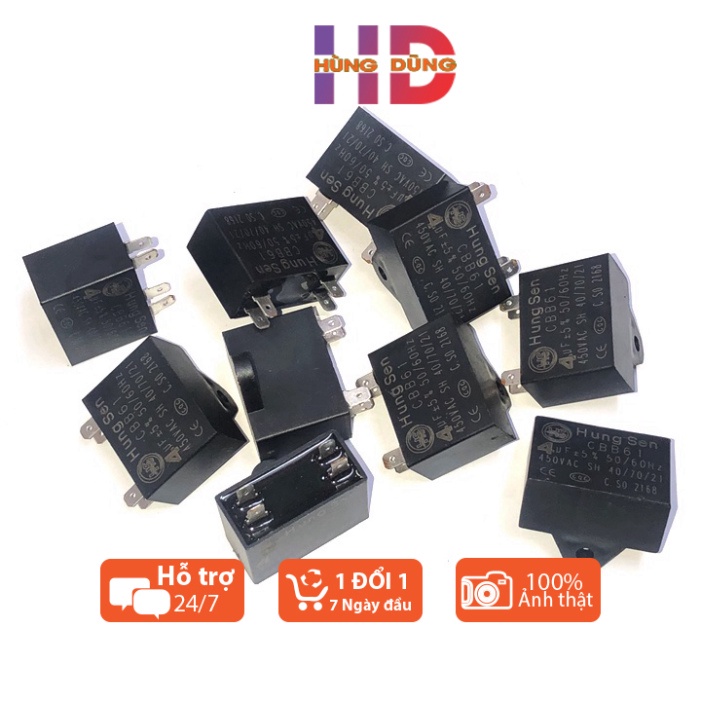 Tụ Quạt CBB61 4uF - 450VAC tụ quạt điều hòa 450v chân cắm hungsen