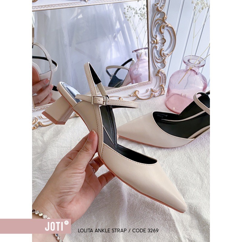 Giày Cao Gót Nữ JOTI Lolita 3269VN5 - Mũi Nhọn Hở Gót Đế Trụ Vuông Cao 4cm Da Mờ - Mang Công Sở Dự Tiệc