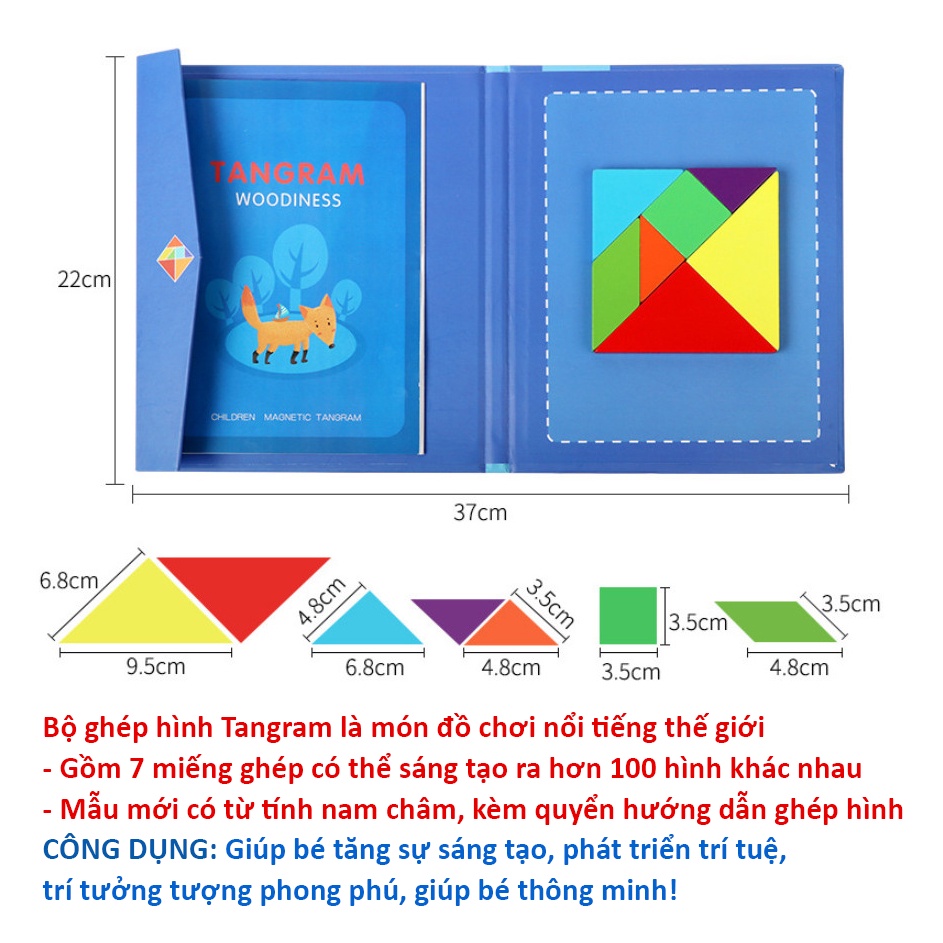 Đồ Chơi Ghép Hình Tangram Bằng Gỗ Sáng Tạo Phát Triển Trí Thông Minh Cho Bé