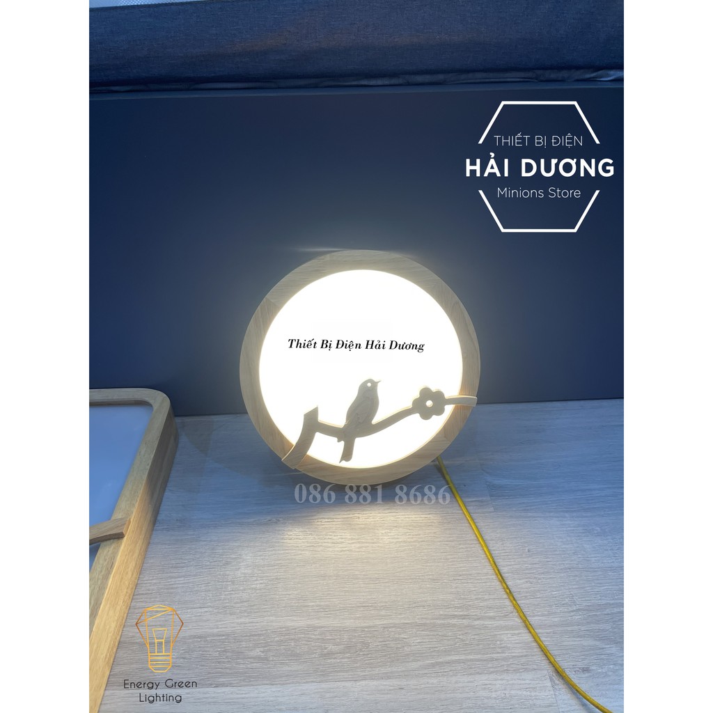 Đèn LED Ốp Trần Gỗ Hình Tròn Trang Trí Hình Chú Chim OT-98307 - Đường Kính 30cm - 3 Chế Độ Ánh Sáng - Có video