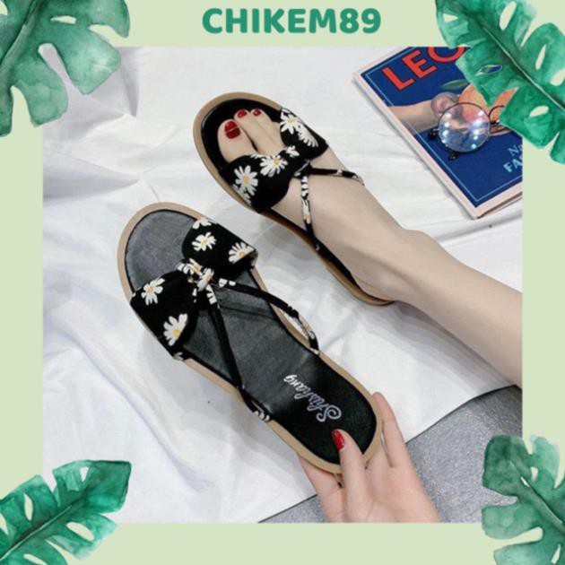 Dép sandal nữ quai da đế bệt quai chéo hàn quốc hot trend