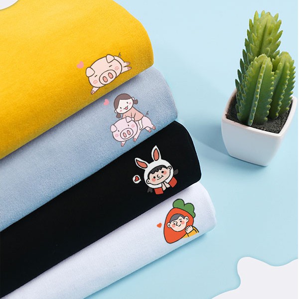 [Hàng Xịn, Gía Tốt] Áo Phông Thun Nam Nữ Tay Ngắn Icon Họa Cô Bé Heo Hàn Quốc - Unisex - Cotton - Mã AT009