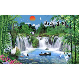 Tranh dán tường 3d hiện đại trang trí phòng khách phòng ngủ-phong cảnh thiên nhiên sơn thủy (tích hợp sẵn keo) MS956763