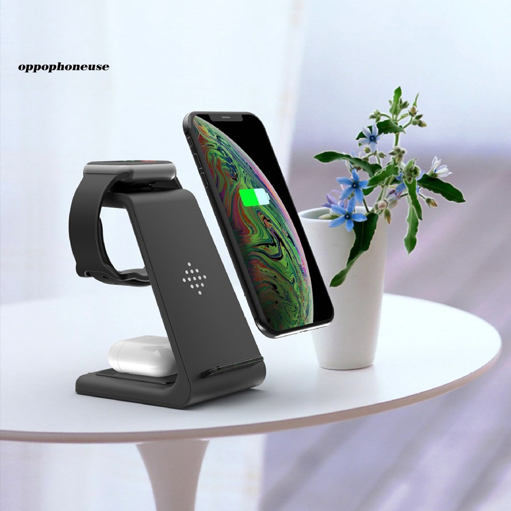 【OPHE】3 in 1 Qi Wireless Fast Charging Charger Dock Stand for iPhone for AirPods Pro