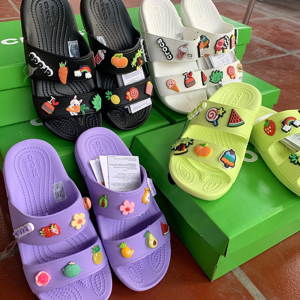 DÉP CROCS HAI QUAI ĐÚC NGUYÊN KHỐI CAO CẤP - DÉP CROCS UNISEX