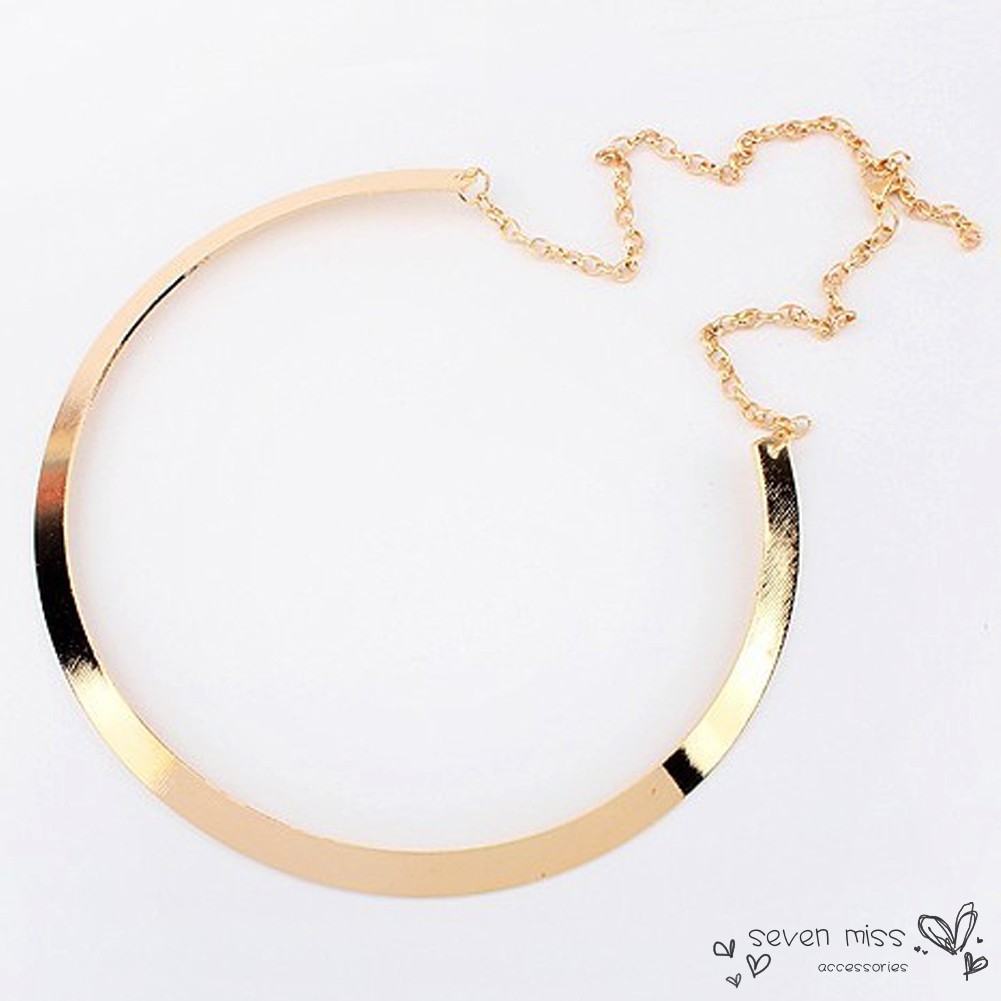 Vòng cổ choker kim loại phối sợi xích thiết kế đơn giản thời trang