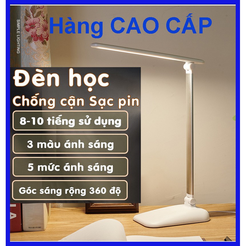 Đèn học chống cận tích điện, 3 màu ánh sáng, điều chỉnh dimming, 8-10h sử dụng. mẫu 02