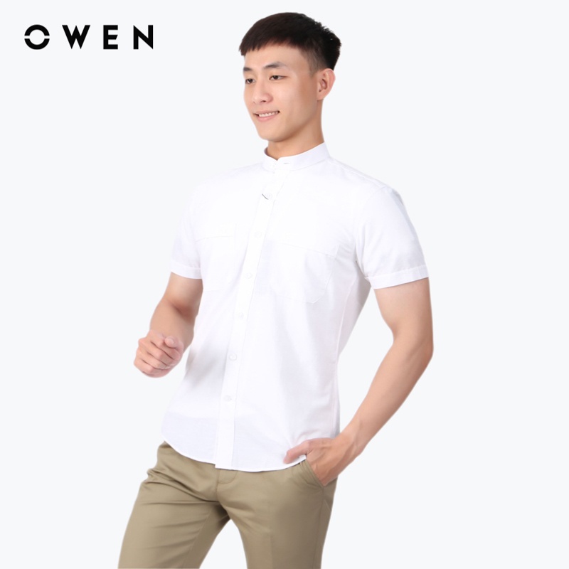 Áo sơ mi ngắn tay Nam Owen Bamboo Slim Fit Trắng - AS220131NT