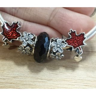 Charm hoa cúc bạc, lá phong bạc 925