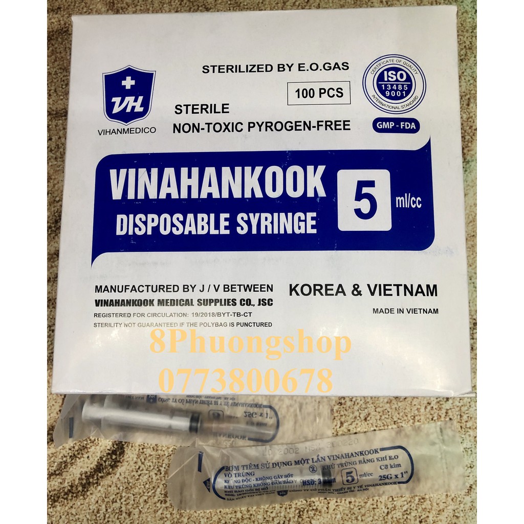 Combo 10 Ống Bơm Tiêm Sử Dụng Một Lần Vinahankook 5ml/cc