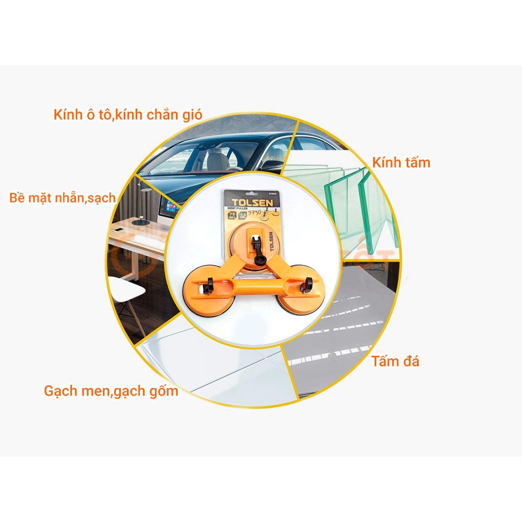 Hít kính ba chấu thân nhựa ABS cốc Ø118mm hút 75kg TOLSEN