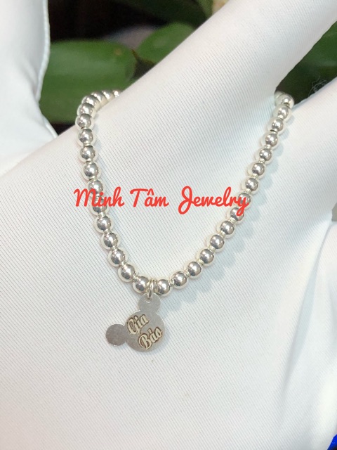 Lắc tay bi bạc mặt chuột mickey khắc tên theo yêu cầu-Minh Tâm Jewelry