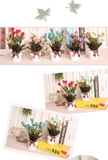 Set lọ hoa + hoa giả mini để bàn ms01