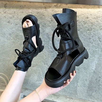 Bốt da sần cổ cao cá tính có khóa kéo SP881