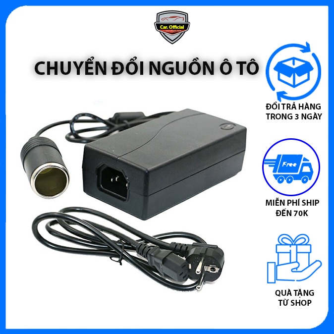 Bộ chuyển đổi nguồn cho tẩu ô tô 220V sang 12V, 110V - 12V kết nối từ tẩu ô tô sử dụng cho máy hút bụi, máy bơm