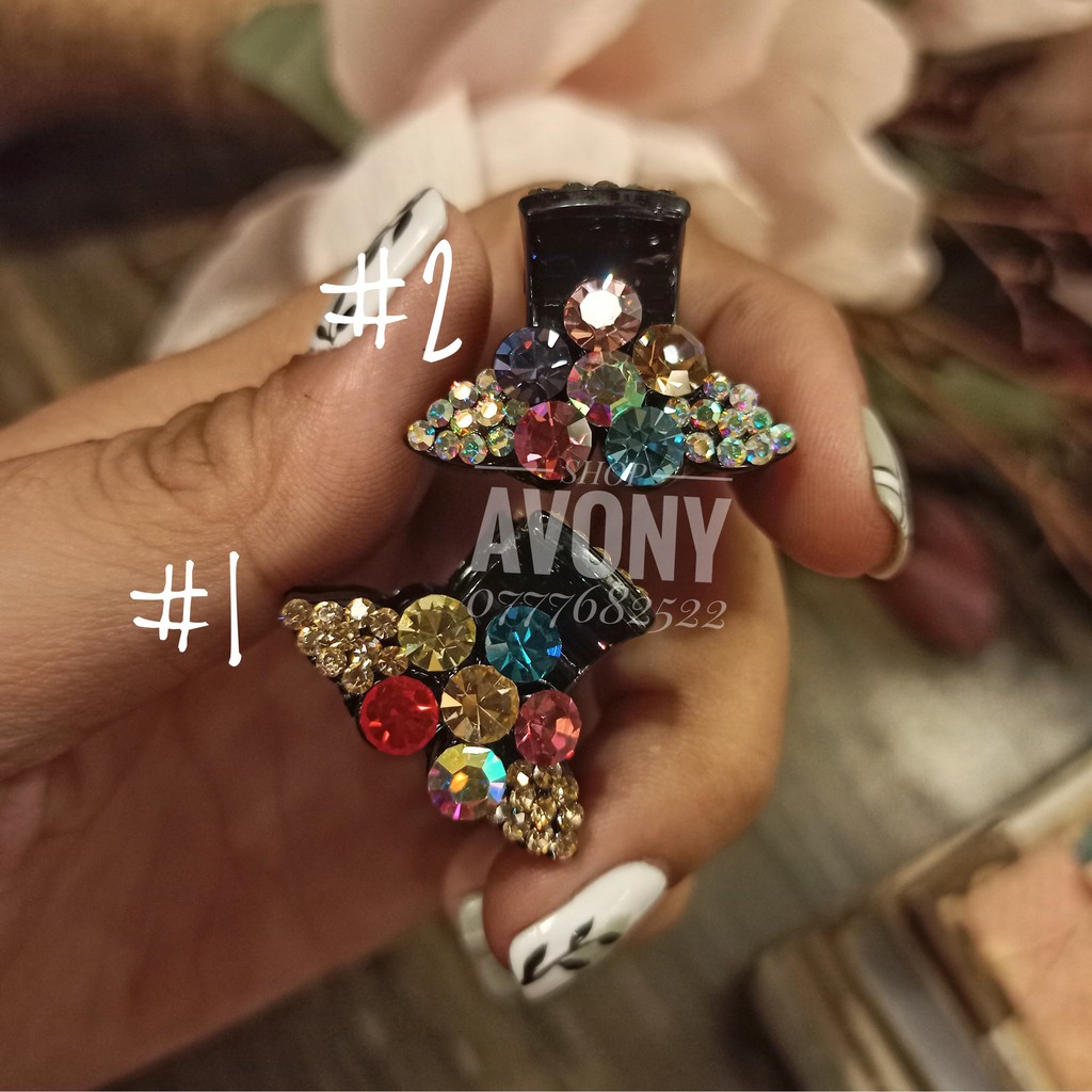 Cặp tóc - Kẹp đỉnh gắp tóc mái đính đá màu lấp lánh hình hoa