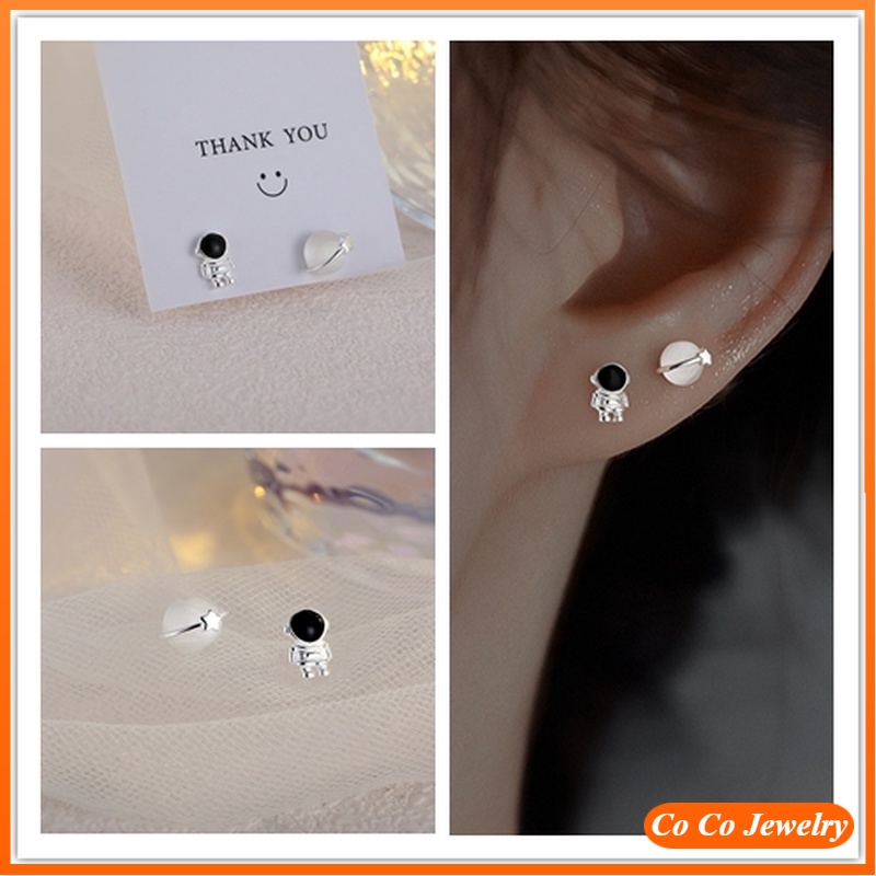 Bông Tai Mạ Bạc 925 Hình Phi Hành Gia Phong Cách Hàn Quốc Sang Trọng Cho Nữ