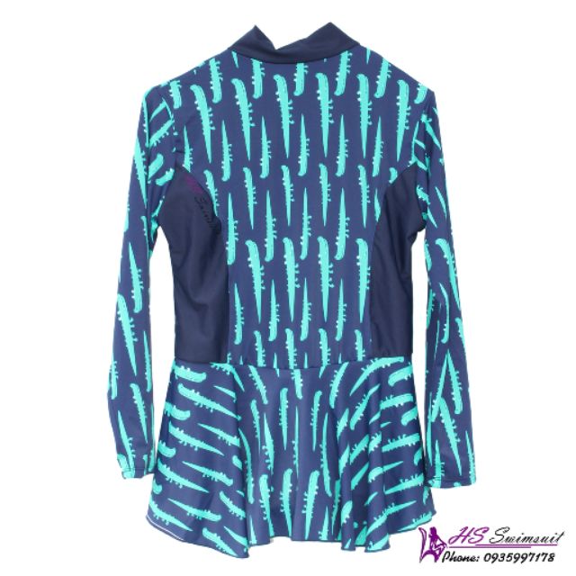 Đồ bơi nữ kín đáo một mảnh đầm tay dài cá sấu | BigBuy360 - bigbuy360.vn