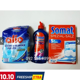 Combo bột rửa bát Alio (1.8kg) + bóng Somat 750ml và muối Somat 1,2kg