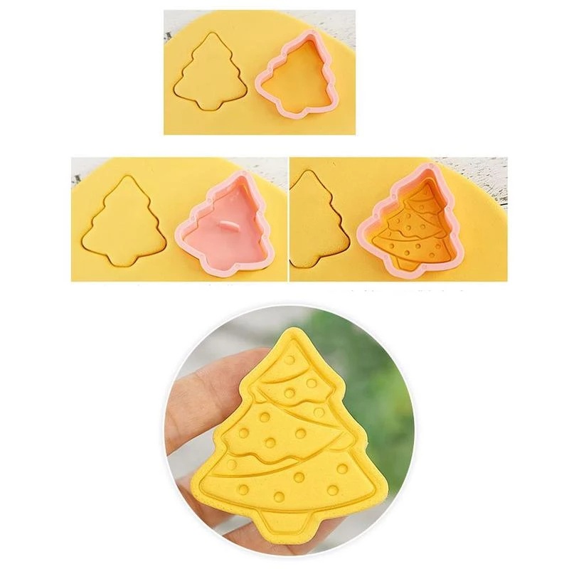 Bộ 8 Khuôn Làm Bánh Quy Hình Hoạt Hình Giáng Sinh 3D DIY
