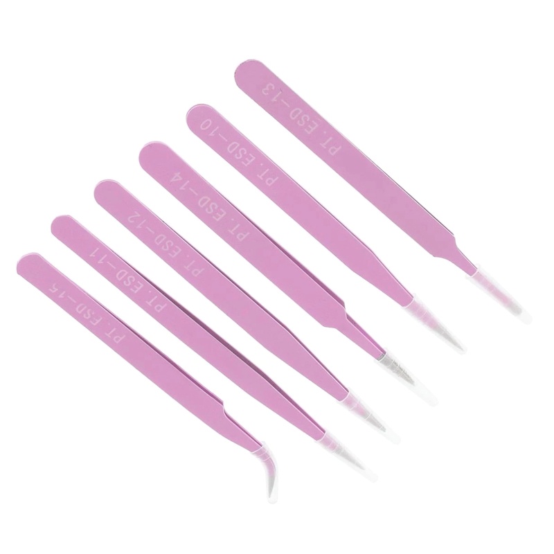 Set 6 Nhíp Nối Dài Lông Mi Bằng Thép Không Gỉ Cách Nhiệt 116mm-133mm