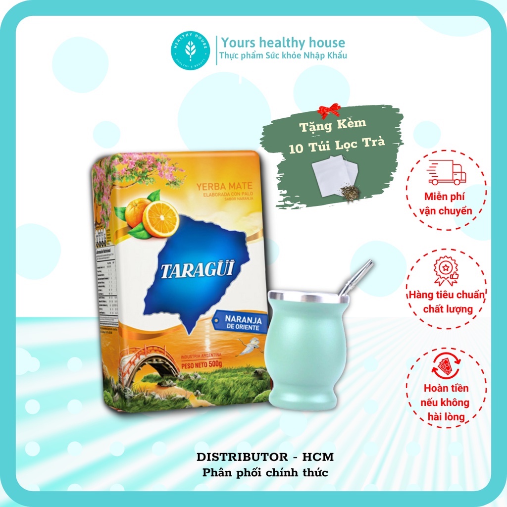 Combo Trà Taragui Cam 500g + Cốc Yerba Mate nhập Argentina (Eatclean, giảm cân, Gymer,Detox,giải nhiệt)