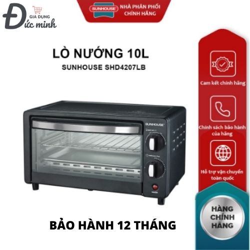 Lò nướng điện 10L Chính Hãng SUNHOUSE SHD4207LB Tốc Độ Nướng Nhanh, Tiết Kiệm Điện Năng Nhỏ Gọn