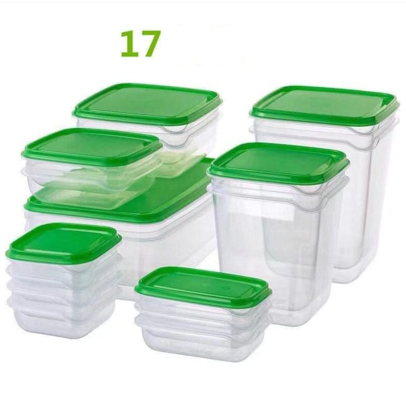 Bộ 17 hộp đựng bảo quản thực phẩm kích thước nhỏ gọn, dễ sắp xếp trong tủ lạnh