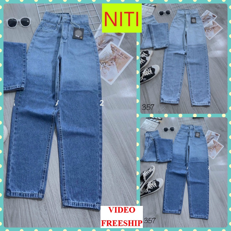 QUẦN BAGGY JEANS NỮ LƯNG CAO LAI CUỐN 2 NÚT LOANG MÀU XANH ĐẬM LAI CUỐN VẢI DÀY DẶN MỀM MỊN ĐỈNH CAO HOT HIT NITIQC