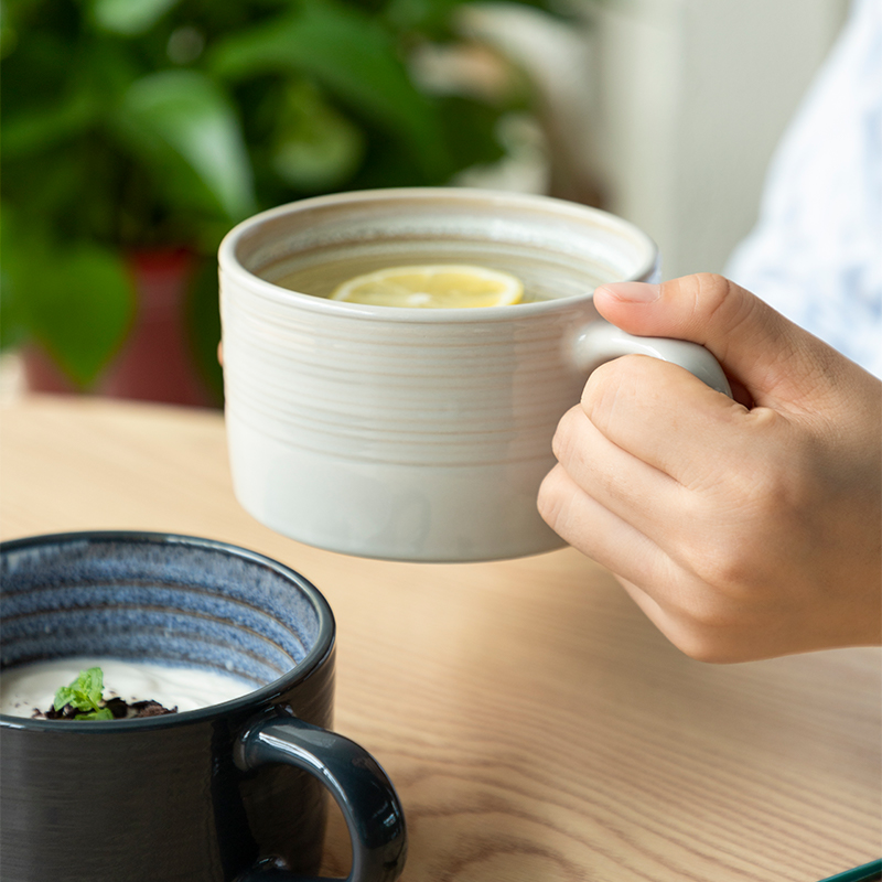 Gốm Mark cup Nhà Sáng tạo đơn giản phong cách Nhật Bản retro công suất lớn bữa sáng yến mạch chén trà cốc nước lò vi són
