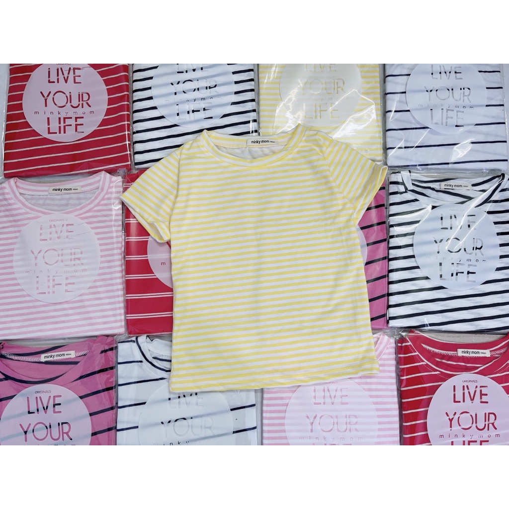 Áo kẻ sọc MINKY siêu mịn mát-áo thun cotton sọc bé trai bé gái