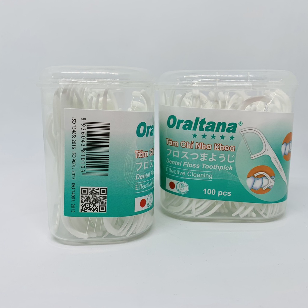 Chỉ tăm nha khoa Oraltana chỉ nha khoa 2 đầu tăm nha khoa hộp 100 cái GLU019