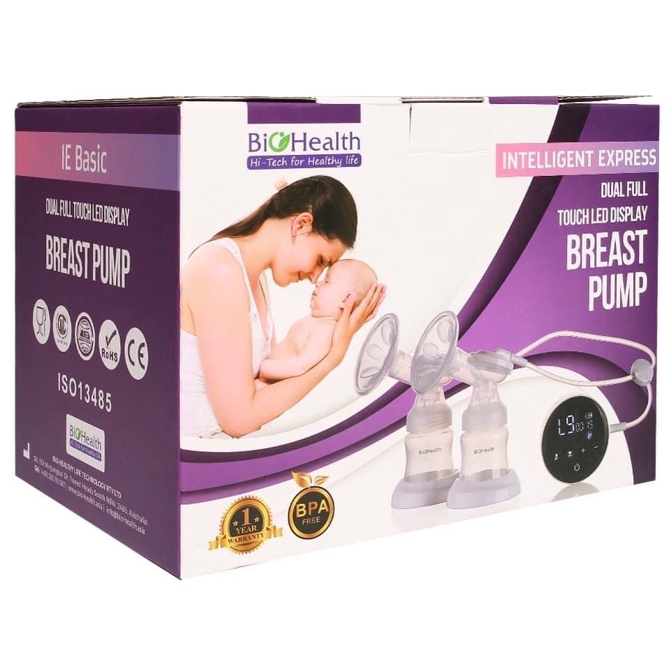 Máy hút sữa điện đôi pin sạc Biohealth IE BASIC tặng túi trữ sữa cao cấp - Công nghệ Australia - Hàng chính hãng