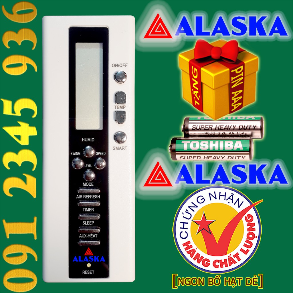 Điều khiển ALASKA ''HÀNG ĐẸP" cho điều hòa dòng AC-9W, 12W, 18W.