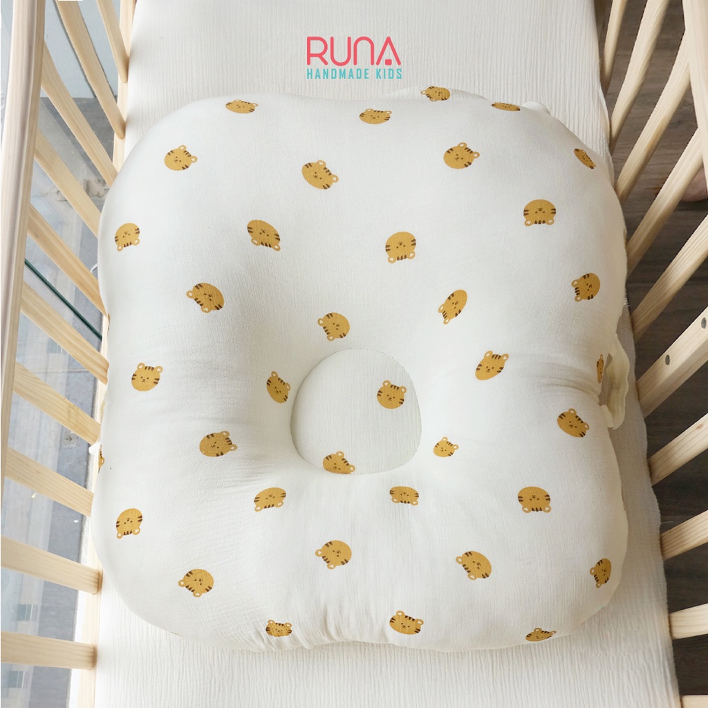 Gối chống trào ngược cho bé RUNA KIDS chất liệu vải Muslin cao cấp thông thoáng thấm hút tốt an toàn cho bé