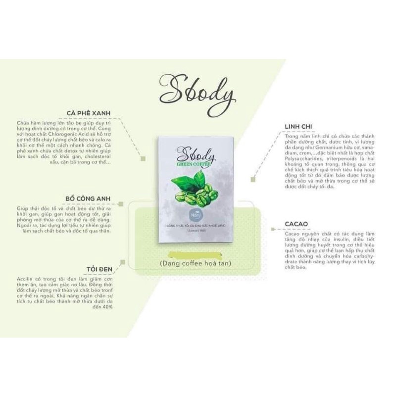 Cà Phê GC SBODY GREEN COFFEE (12gói) chính hãng