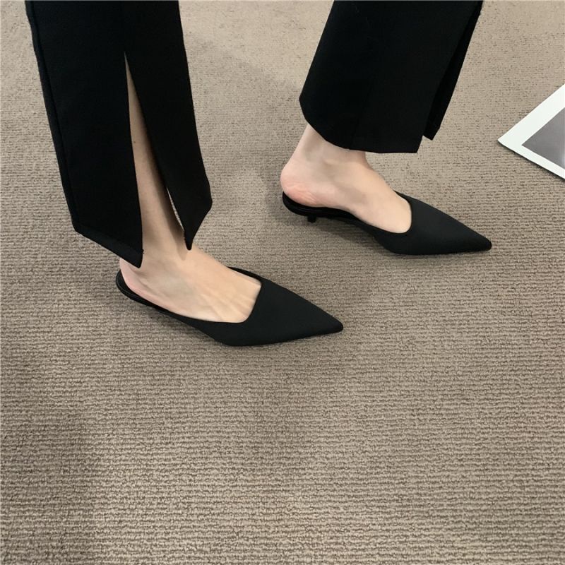Giày Cao Gót Mũi Nhọn Phong Cách Retro Pháp