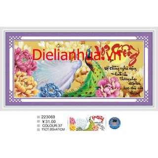 Tranh  thêu chữ thập 3D VỢ CHỒNG.Kích thước: 80x41cm